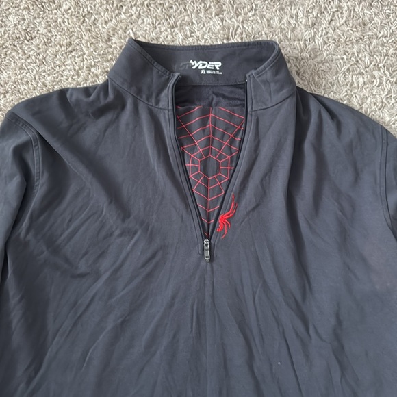 EUC Mens Spyder Slate Gray Solid 1/4 Zip Pullover Outdoors HikingLogo Sweater XL - Picture 2 of 8